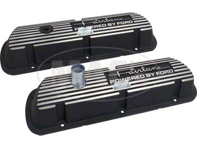 Valve Covers - Fairlane Powered By Ford Cast Into The Top -Powder-coated Black - 289, 302 & 351W V8