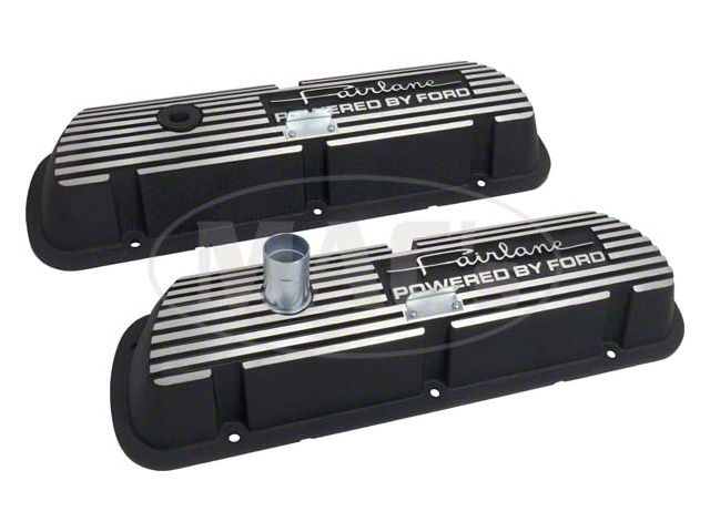 Valve Covers - Fairlane Powered By Ford Cast Into The Top -Powder-coated Black - 289, 302 & 351W V8