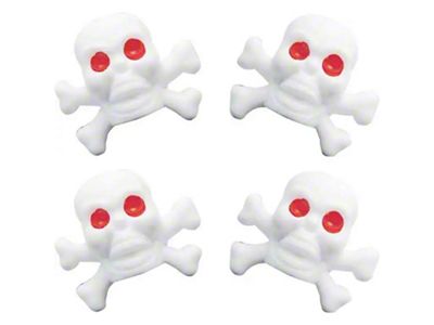 Valve Stem Caps, White Skull, Set of 4, 1955-1957