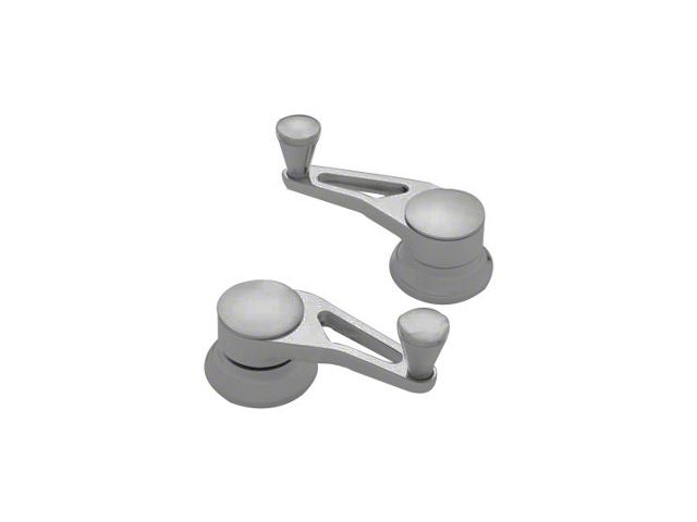 Vent Window Crank Handles, Lokar Windowed Billet Aluminum, Pair, Brushed, GM 1949-1954