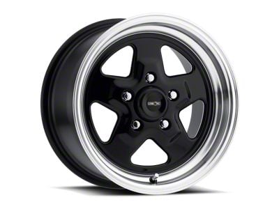 Vision Wheel Nitro Gloss Black with Machined Lip Wheel; 15x8; 0mm Offset (53-62 Corvette C1)