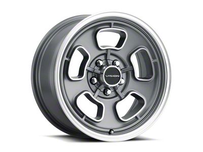 Vision Wheel Shift Satin Grey with Machined Face/Lip Wheel; 17x8; 0mm Offset (53-62 Corvette C1)