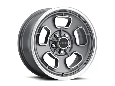 Vision Wheel Shift Satin Grey Machined Face/Lip Wheel; 15x7; -7mm Offset (63-67 Corvette C2)
