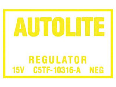 Voltage Regulator Decal - C5TF-A Yellow Lettering - Comet