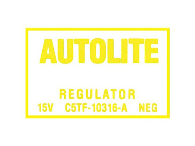 Voltage Regulator Decal - C5TF-A Yellow Lettering - Comet