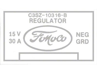 Voltage Regulator Decal/ W/o Air Conditioning