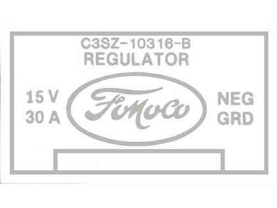 Voltage Regulator Decal/ W/o Air Conditioning