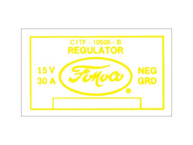Voltage Regulator Decal - Without A/C - Ford
