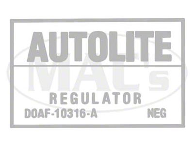 Voltage Regulator Decal - Without A/C - Mercury