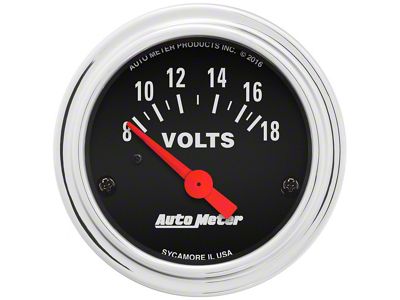 Auto Meter Traditional Chrome Series 2-1/16-Inch Voltmeter Gauge; 8-18V