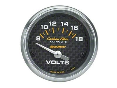 Voltmeter Gauge, Carbon Fiber, AutoMeter