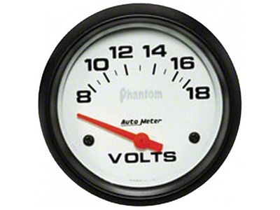 Auto Meter Phantom Series 2-1/16-Inch Voltmeter Gauge; 8-18V
