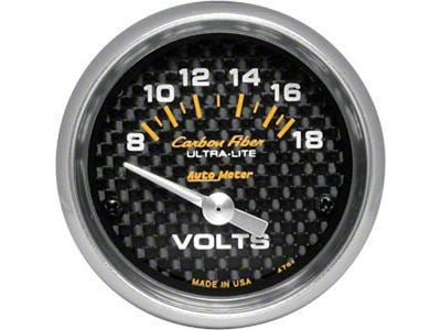 Voltmeter,2-1/16,8-10 Volt,Carbon Fiber,AutoMeter