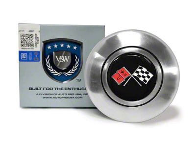 VSW Retro Series Steering Wheel Horn Button with Cross Flags Emblem; Silver