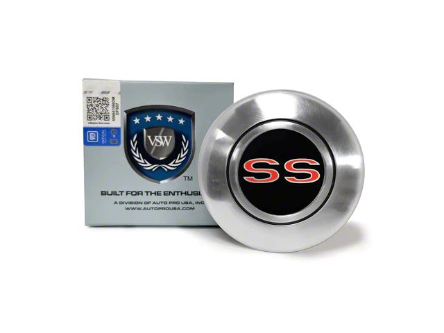 VSW Retro Series Steering Wheel Horn Button with Red SS Emblem; Silver