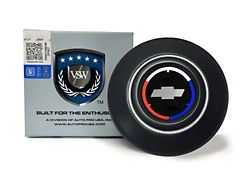 VSW Retro Series Steering Wheel Horn Button with Tri-Color Bowtie Emblem; Black 