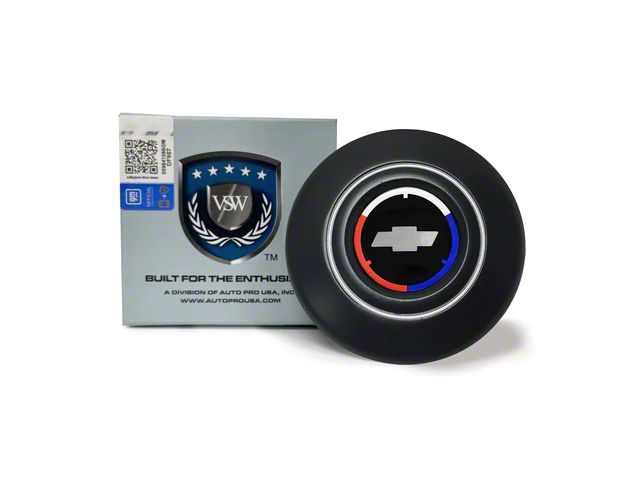 VSW Retro Series Steering Wheel Horn Button with Tri-Color Bowtie Emblem; Black