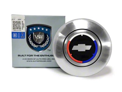 VSW Retro Series Steering Wheel Horn Button with Tri-Color Bowtie Emblem; Silver