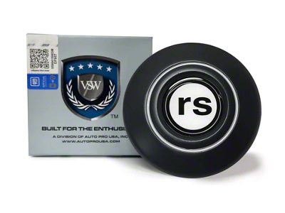 VSW Retro Series Steering Wheel Horn Button with White RS Emblem; Black