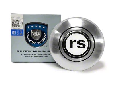 VSW Retro Series Steering Wheel Horn Button with White RS Emblem; Silver