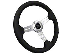 VSW S6 Sport 14-Inch Steering Wheel; Black Perforated Leather with Brushed Center (Universal; Some Adaptation May Be Required)