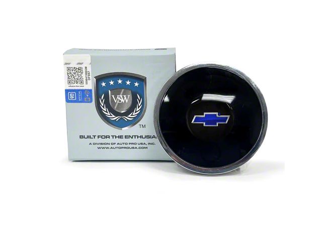 VSW S6 Standard Steering Wheel Horn Button with Blue Bow Tie Emblem; Silver