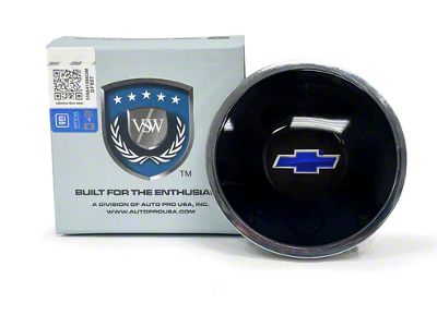 VSW S6 Standard Steering Wheel Horn Button with Blue Bow Tie Emblem; Silver