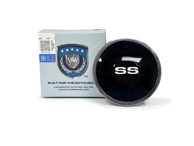VSW S6 Standard Steering Wheel Horn Button with Silver SS Emblem; Black