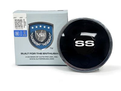 VSW S6 Standard Steering Wheel Horn Button with Silver SS Emblem; Black