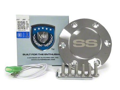 VSW S6 Standard Steering Wheel Horn Button with Silver SS Emblem; Chrome