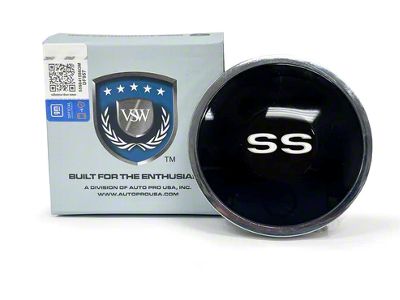 VSW S6 Standard Steering Wheel Horn Button with White SS Emblem; Black