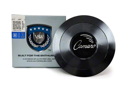 VSW S9 Premium Steering Wheel Horn Button with 68-69 Camaro Emblem; Black