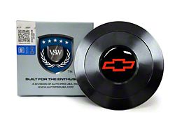 VSW S9 Premium Steering Wheel Horn Button with Red Bow Tie Emblem; Black