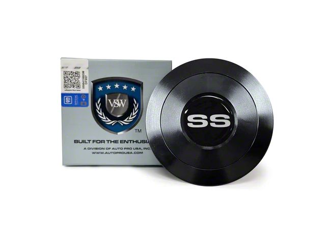 VSW S9 Premium Steering Wheel Horn Button with Silver SS Emblem; Black