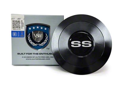 VSW S9 Premium Steering Wheel Horn Button with Silver SS Emblem; Black