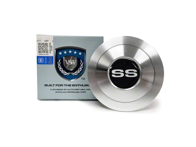VSW S9 Premium Steering Wheel Horn Button with Silver SS Emblem; Silver