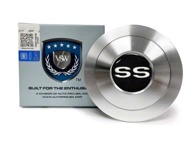 VSW S9 Premium Steering Wheel Horn Button with White SS Emblem; Silver