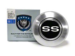 VSW Retro Series Steering Wheel Horn Button with White SS Emblem; Silver