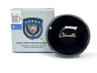 VSW S6 Deluxe Steering Wheel Horn Button with Chevelle Emblem; Black