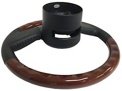 VSW OE Series 14-Inch Steering Wheel; Black Leather with Mahogany Wood (84-89 Corvette C4 w/ Telescopic Steering)