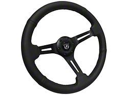 VSW S6 Sport 14-Inch Steering Wheel; Black Perforated Leather with Black Center (Universal; Some Adaptation May Be Required)