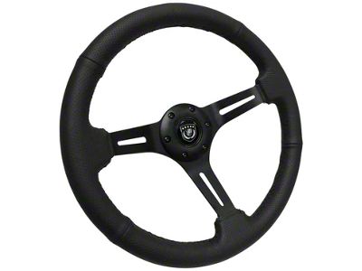 VSW S6 Sport 14-Inch Steering Wheel; Black Perforated Leather with Black Center (Universal; Some Adaptation May Be Required)
