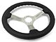 VSW S6 Sport 14-Inch Steering Wheel; Black Perforated Leather with Brushed Center (Universal; Some Adaptation May Be Required)