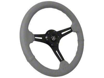 VSW S6 Sport 14-Inch Steering Wheel; Gray Leather with Black Aluminum (Universal; Some Adaptation May Be Required)