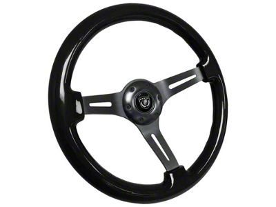 VSW S6 Sport Wood 14-Inch Steering Wheel; Black with Black Center (Universal; Some Adaptation May Be Required)