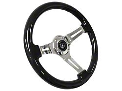 VSW S6 Sport Wood 14-Inch Steering Wheel; Black with Chrome Center (Universal; Some Adaptation May Be Required)