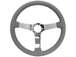 VSW S6 Step Leather Series 14-Inch Steering Wheel; Gray and Chrome (77-82 Corvette C3)