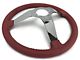 VSW S6 Step Leather Series 14-Inch Steering Wheel; Red and Chrome (77-82 Corvette C3)
