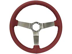 VSW S6 Step Leather Series 14-Inch Steering Wheel; Red and Stainless Steel (77-79 Corvette C3)
