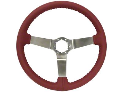 VSW S6 Step Leather Series 14-Inch Steering Wheel; Red and Stainless Steel (77-79 Corvette C3)